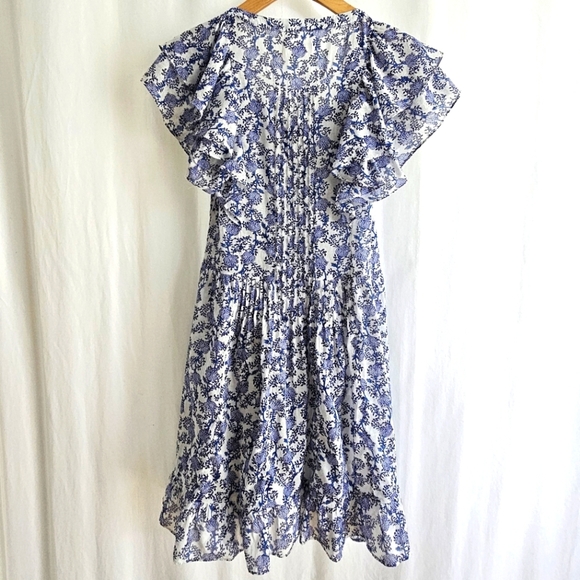 🇨🇵 Isabel Marant Etoile White & Blue Godrana Mini Dress - Picture 8 of 16